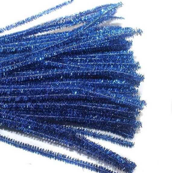 chenille Stems, Sparkly, 20-in, 50-pc, Royal Blue